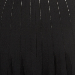 Alaia Black Knit Flared Scalloped Trim Midi Skirt M