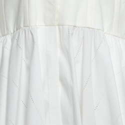 Pre Owned Alaia White Perforated Cotton Fit & Flare Short Dress L