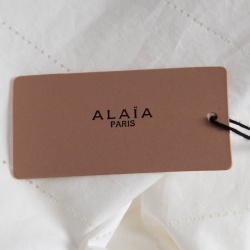 Pre Owned Alaia White Perforated Cotton Fit & Flare Short Dress L