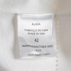 Pre Owned Alaia White Perforated Cotton Fit & Flare Short Dress L