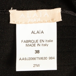 Alaia Black Chevron Textured Knit Flared Maxi Skirt M