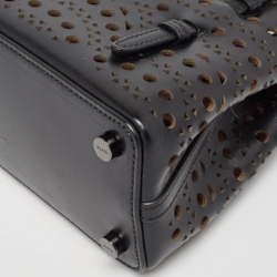 Alaia Black Lasercut Leather Mini Mina Tote