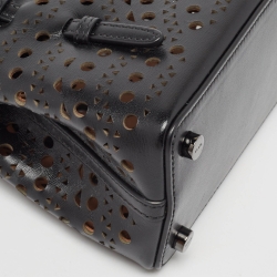 Alaia Black Lasercut Leather Mini Mina Tote