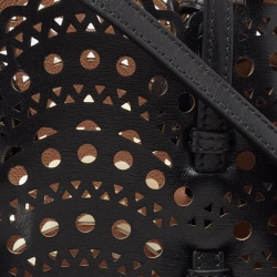 Alaia Black Lasercut Leather Mini Mina Tote