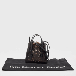 Alaia Black Lasercut Leather Mini Mina Tote