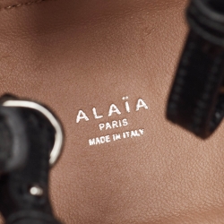 Alaia Black Lasercut Leather Mini Mina Tote