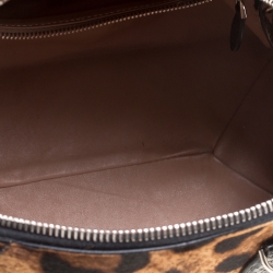 Alaia Beige/Black Leopard Print Calfhair and Snakeskin Satchel
