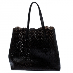 Pre Owned Alaia Black Leather Laser Cut Mina Tote