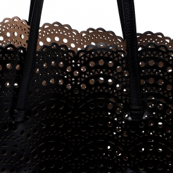 Pre Owned Alaia Black Leather Laser Cut Mina Tote
