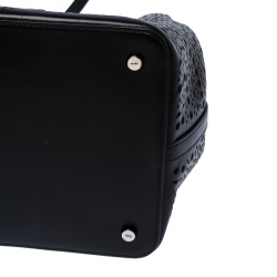 Pre Owned Alaia Black Leather Laser Cut Mina Tote