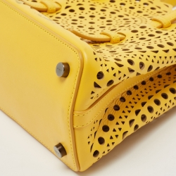 Alaia Yellow Laser Cut Leather Le Mina 20 Tote