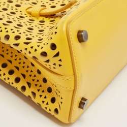 Alaia Yellow Laser Cut Leather Le Mina 20 Tote