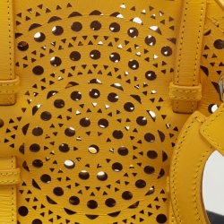 Alaia Yellow Laser Cut Leather Le Mina 20 Tote