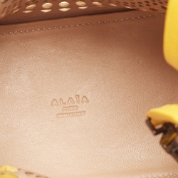 Alaia Yellow Laser Cut Leather Le Mina 20 Tote