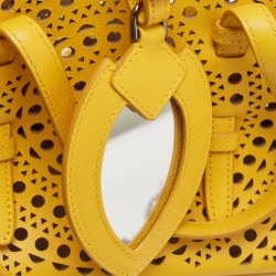 Alaia Yellow Laser Cut Leather Le Mina 20 Tote