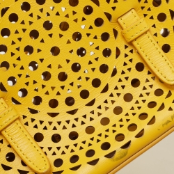 Alaia Yellow Laser Cut Leather Le Mina 20 Tote