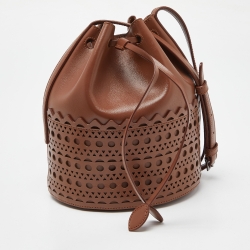 Pre Owned Alaia Brown Leather Drawstring Bucket Bag