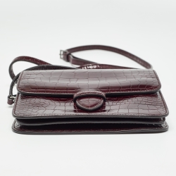 Pre Owned Alaia Burgundy Embossed Leather Crossbody Bag