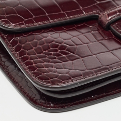 Pre Owned Alaia Burgundy Embossed Leather Crossbody Bag