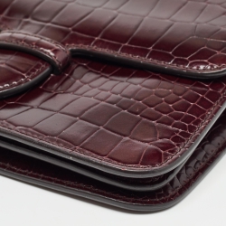 Pre Owned Alaia Burgundy Embossed Leather Crossbody Bag