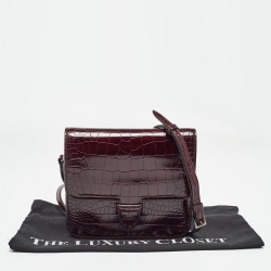 Pre Owned Alaia Burgundy Embossed Leather Crossbody Bag