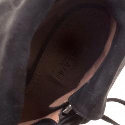 Alaia Black Suede Ankle Cuff Side Lace Up Boots Size 38