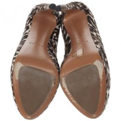مملوكة مسبقًا Azzedine Alaia Leopard Pony Hair Peep Toe Platform Pumps Size 37