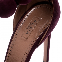 Alaia Burgundy Suede Bombe Stud Embellished Open Toe Sandals Size 39