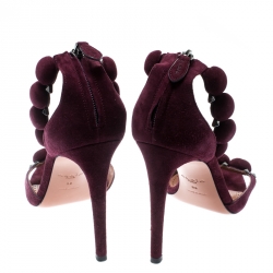 Alaia Burgundy Suede Bombe Stud Embellished Open Toe Sandals Size 39