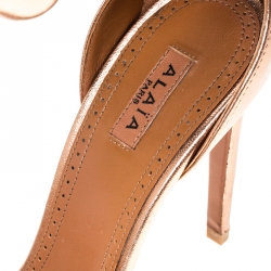 Pre Owned Alaia Metallic Bronze Leather Embellished Open Toe Ankle Cuff Sandals Size 37.5