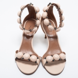 Pre Owned Alaia Light Pink Leather Bombe Sandals Size 39