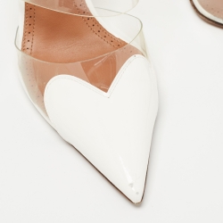 Pre Owned Alaia White/ Transparent PVC and Patent Mules Size 38