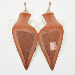 Pre Owned Alaia White/ Transparent PVC and Patent Mules Size 38