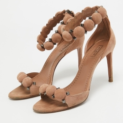 Pre Owned Alaia Beige Suede La Bombe Ankle Strap Sandals Size 39