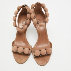 Pre Owned Alaia Beige Suede La Bombe Ankle Strap Sandals Size 39