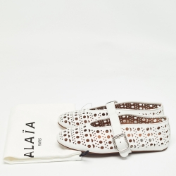 Pre Owned Alaia White Leather Marry jane Ballet Flats Size 37.5