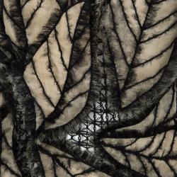 Pre Owned Alberta Ferretti Beige Applique Detail Layered Organdy Embroidered Dress L