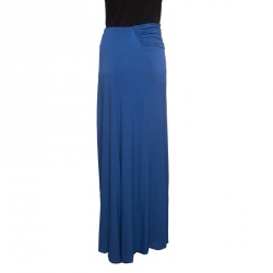Pre Owned Alberta Ferretti Blue Draped Jersey Maxi Skirt L