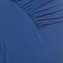 Pre Owned Alberta Ferretti Blue Draped Jersey Maxi Skirt L