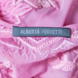 Alberta Ferretti Pink Hand Embroidered Silk Sleeveless Dress L