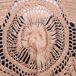 Alberta Ferretti Beige Cotton Open Weave Crochet Sleeveless Flared Top L