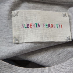 Pre Owned Alberta Ferretti Grey Cotton Sunday Embroidered Oversized T-Shirt XS