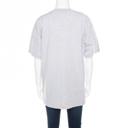 Pre Owned Alberta Ferretti Grey Cotton Sunday Embroidered Oversized T-Shirt XS