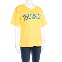 Alberta Ferretti Yellow Cotton Thursday Embroidered T-Shirt M