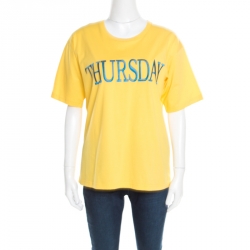 Alberta Ferretti Yellow Cotton Thursday Embroidered T-Shirt M