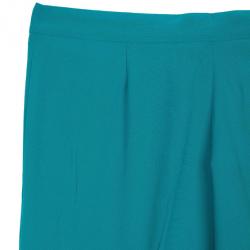 Alberta Ferretti Turquoise SS 2013 Satin Wide Leg Pants M