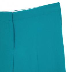 Alberta Ferretti Turquoise SS 2013 Satin Wide Leg Pants M