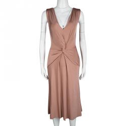 Pre Owned Alberta Ferretti Blush Pink Twist Front Detail Sleeveless Dress S