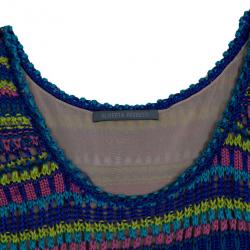 Pre Owned Alberta Ferretti Multicolor Printed Silk And Knit Maxi Dress S