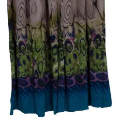 Pre Owned Alberta Ferretti Multicolor Printed Silk And Knit Maxi Dress S